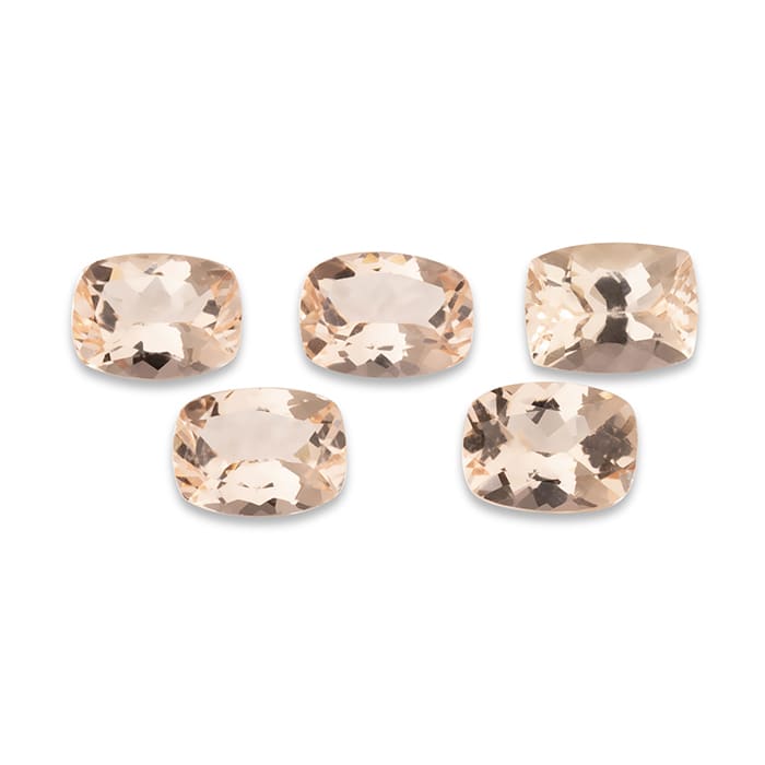 8x6mm Antique Cushion Shape Natural Morganite Gemstones, Each Weighing 1 1/2 Carats, 7 1/2 Carats Total