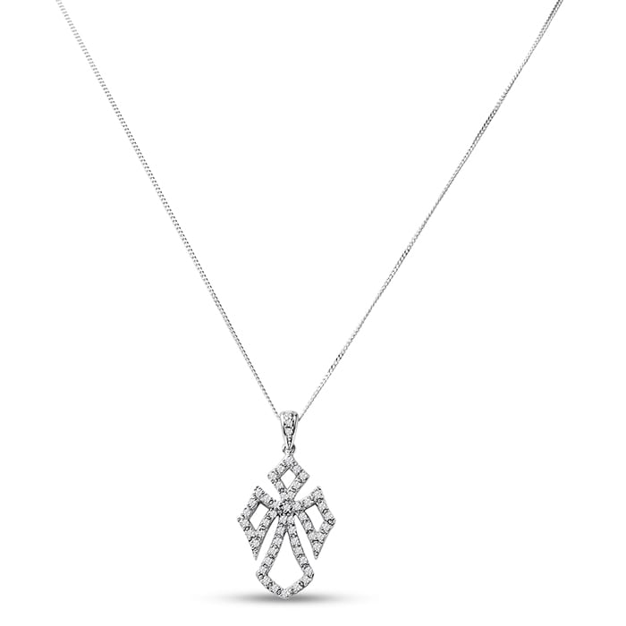 Estate Jewelry 1/3 Carat Angel Cross Necklace With Cubic Zirconia In Sterling Silver