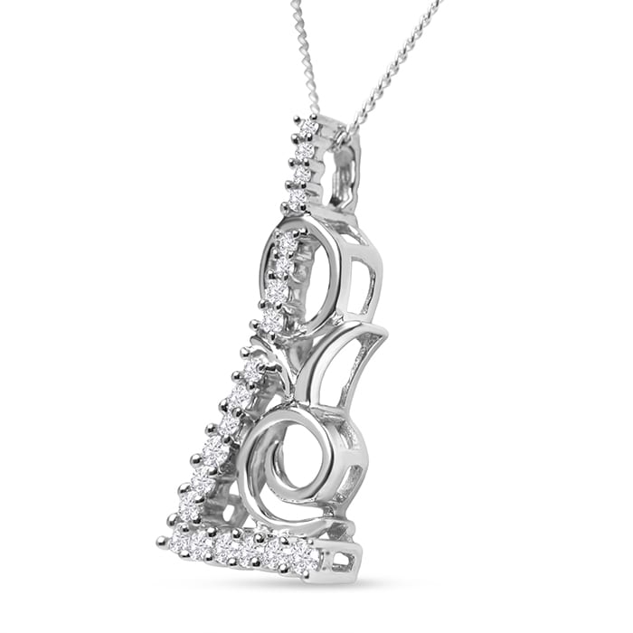 Estate Jewelry 1/3 Carat Facy LOVE Necklace With Cubic Zirconia In Sterling Silver