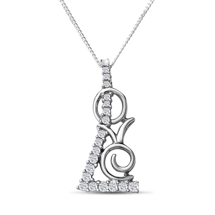 Estate Jewelry 1/3 Carat Facy LOVE Necklace With Cubic Zirconia In Sterling Silver