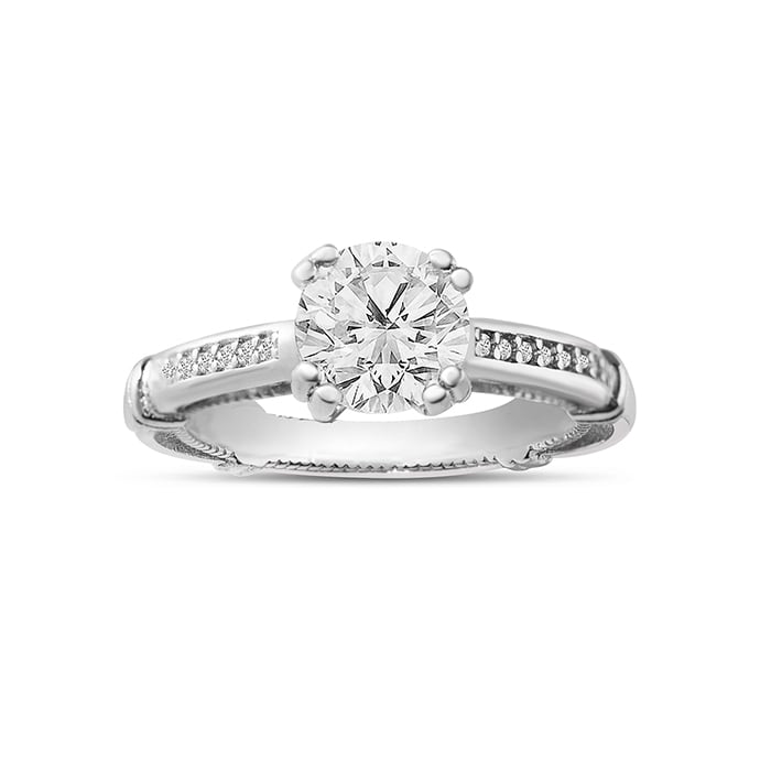 Estate Jewelry 1-1/4 Carat Designer Engagement Ring With Cubic Zirconia In Sterling Silver