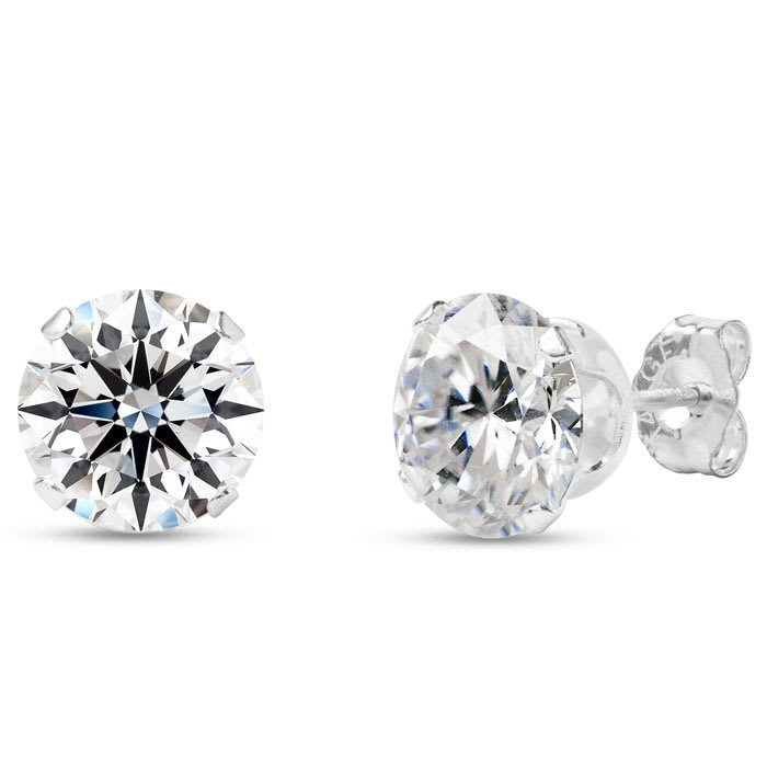 4 Carat Moissanite Stud Earrings In White Gold