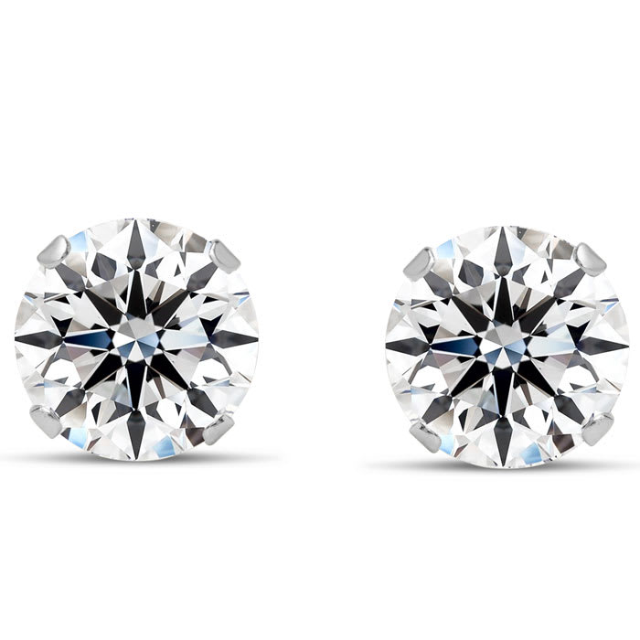 4 Carat Moissanite Stud Earrings In White Gold