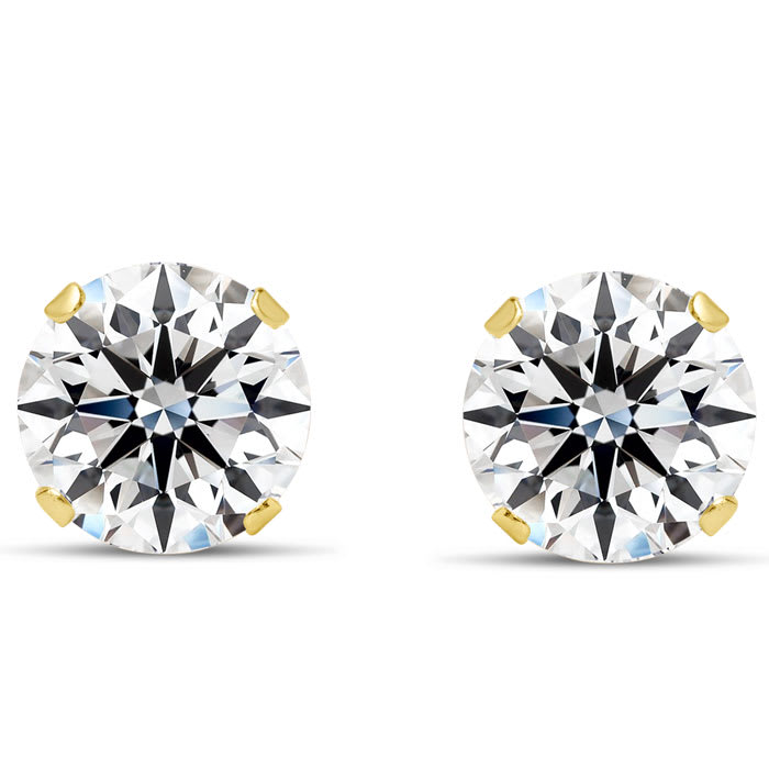 4 Carat Moissanite Stud Earrings In Yellow Gold