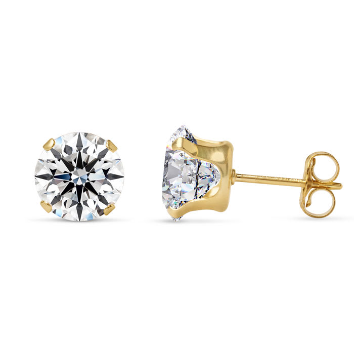 4 Carat Moissanite Stud Earrings In Yellow Gold