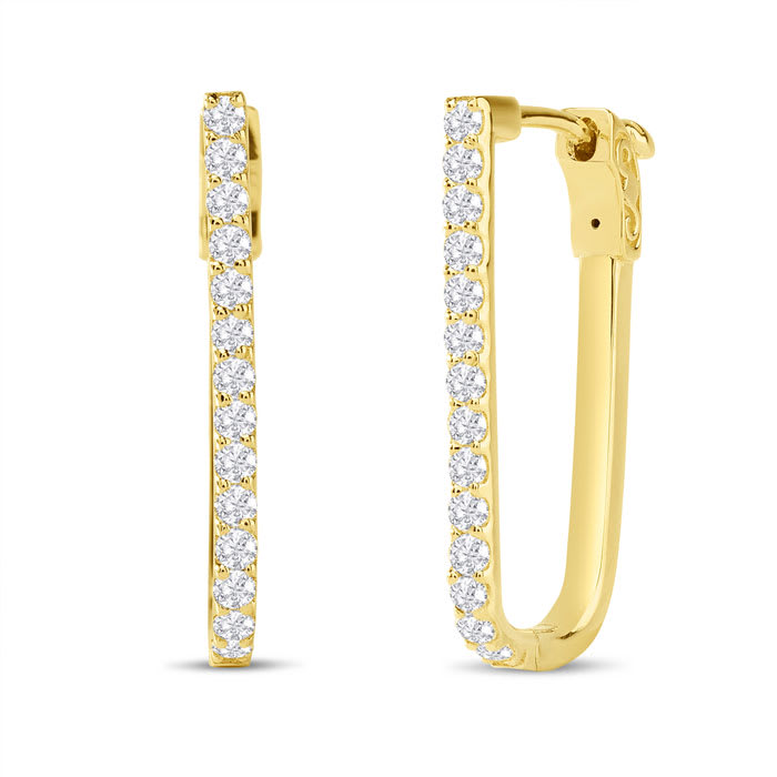 Estate Jewelry 1 Carat Lab Grown Diamond Hoop Earrings In 14 Karat Yellow Gold, 1 Inch