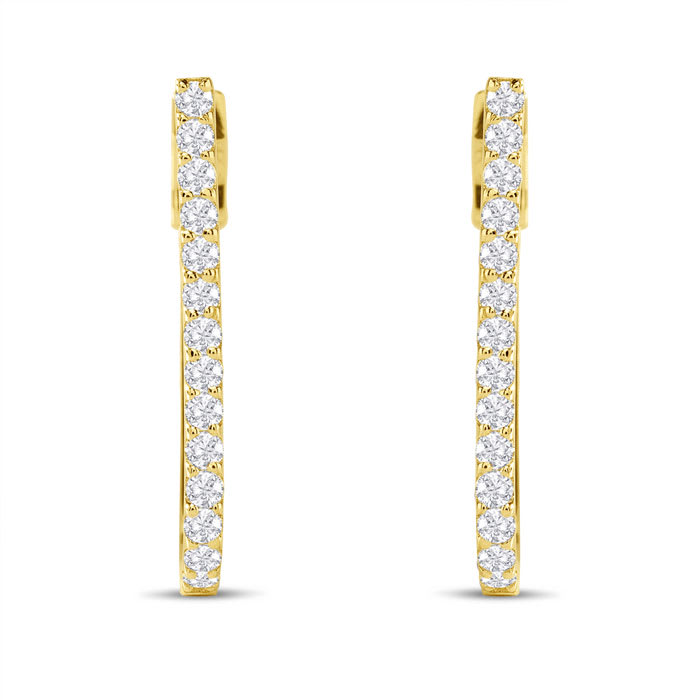 Estate Jewelry 1 Carat Lab Grown Diamond Hoop Earrings In 14 Karat Yellow Gold, 1 Inch