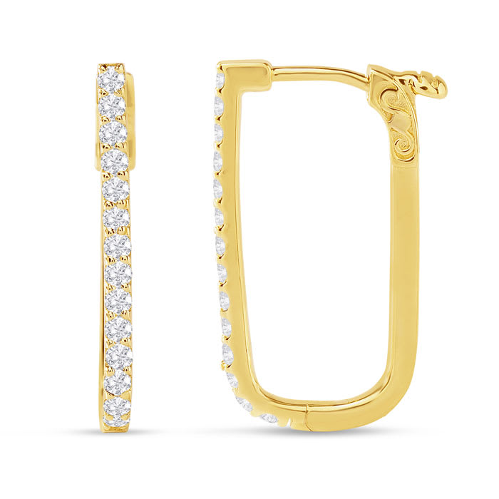 Estate Jewelry 1 Carat Lab Grown Diamond Hoop Earrings In 14 Karat Yellow Gold, 1 Inch