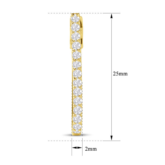 Estate Jewelry 1 Carat Lab Grown Diamond Hoop Earrings In 14 Karat Yellow Gold, 1 Inch