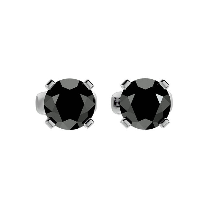 3ct Black Diamond Stud Earrings, White Gold
