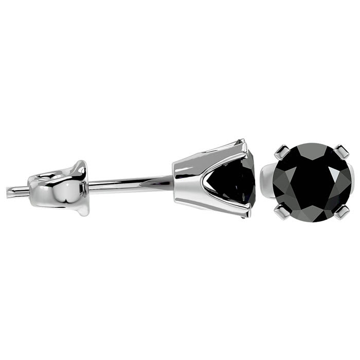 3ct Black Diamond Stud Earrings, White Gold