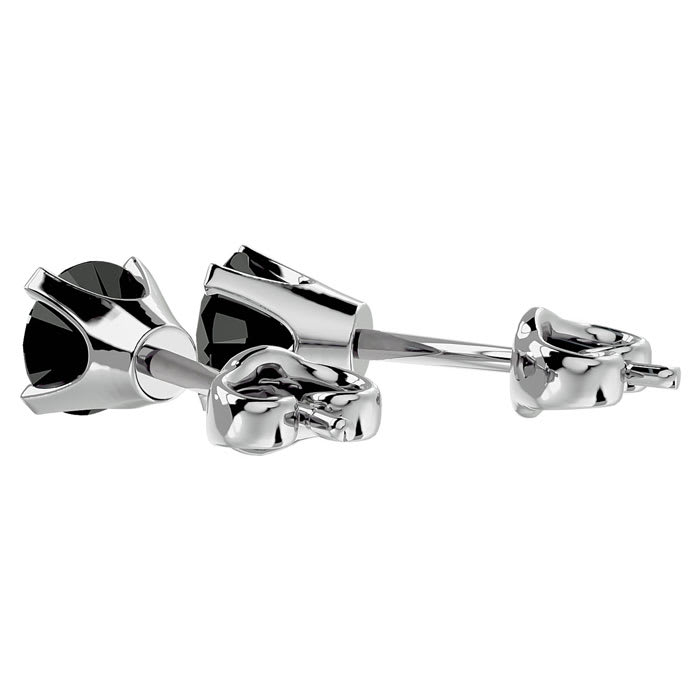 3ct Black Diamond Stud Earrings, White Gold