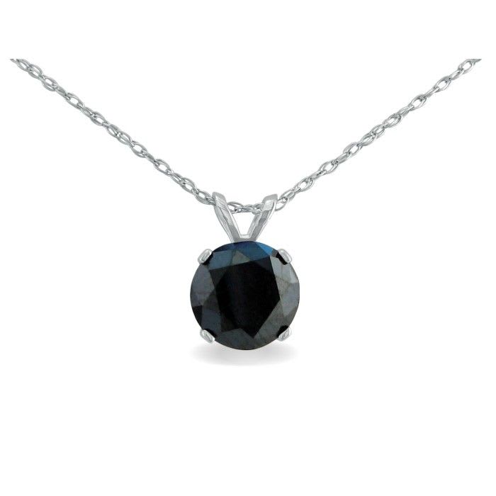 2ct Black Diamond Solitaire Pendant in White Gold