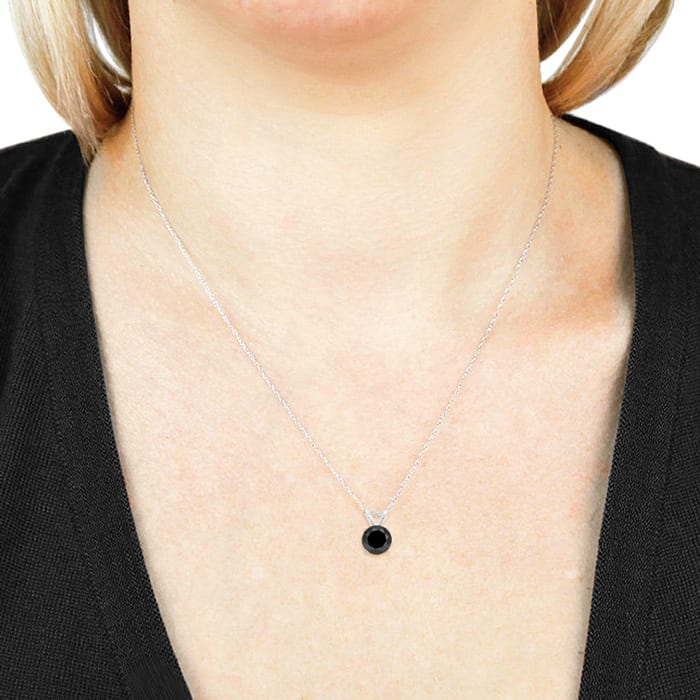 2ct Black Diamond Solitaire Pendant in White Gold