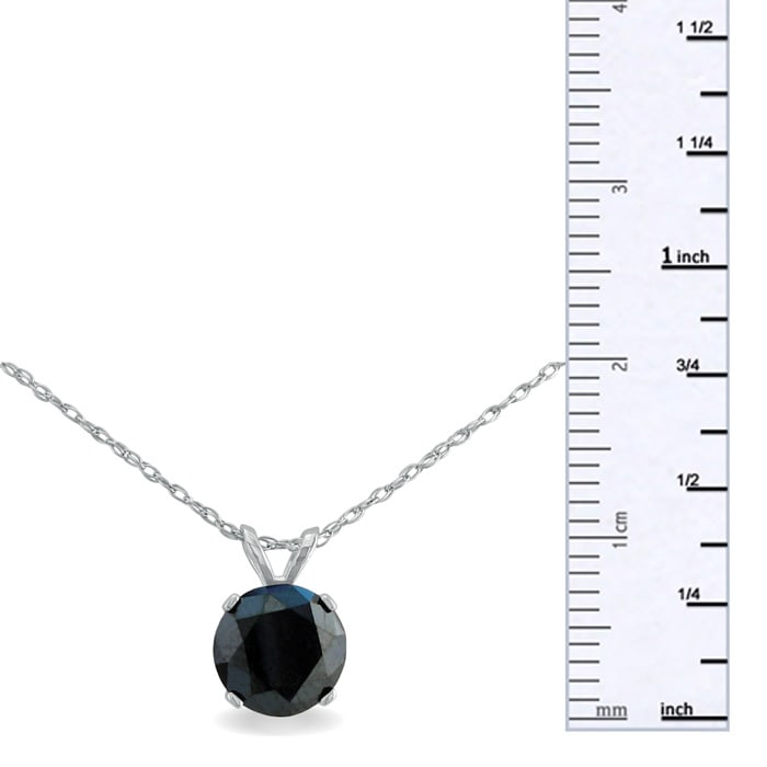 3ct Black Diamond Solitaire Pendant in White Gold