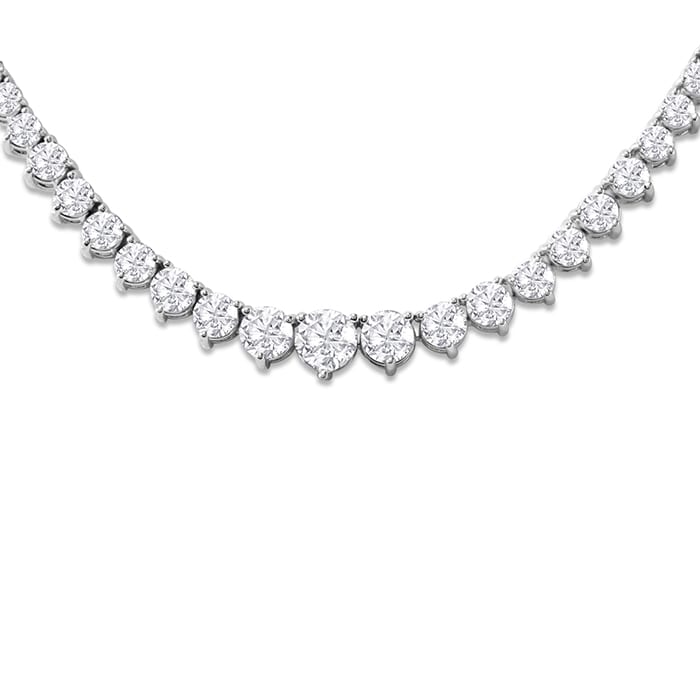 13 Carat Graduated Diamond Tennis Necklace In 14 Karat White Gold