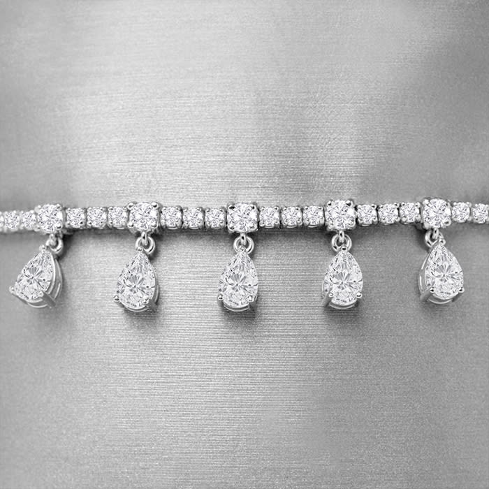 Estate Jewelry 14 Karat White Gold 4 1/2 Carat Diamond Tennis Plus Bracelet, 7 Inches