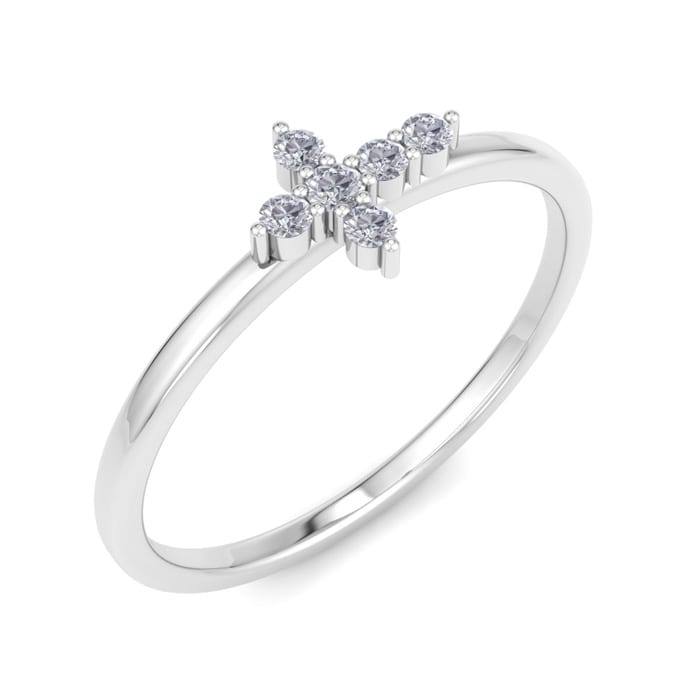 D Flawless Diamonds™ 0.06 Carat Diamond Sideways Cross Ring In Sterling Silver