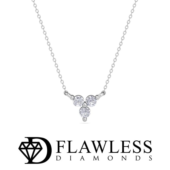 D Flawless Diamonds™ 0.06 Carat Three Stone Triangle Necklace In Sterling Silver, 18 Inches