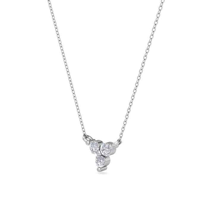 D Flawless Diamonds™ 0.06 Carat Three Stone Triangle Necklace In Sterling Silver, 18 Inches