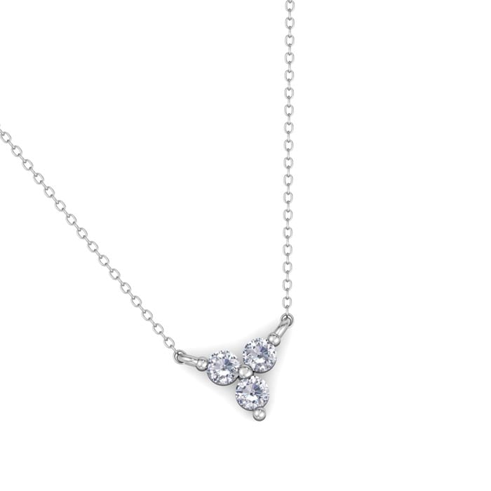 D Flawless Diamonds™ 0.06 Carat Three Stone Triangle Necklace In Sterling Silver, 18 Inches
