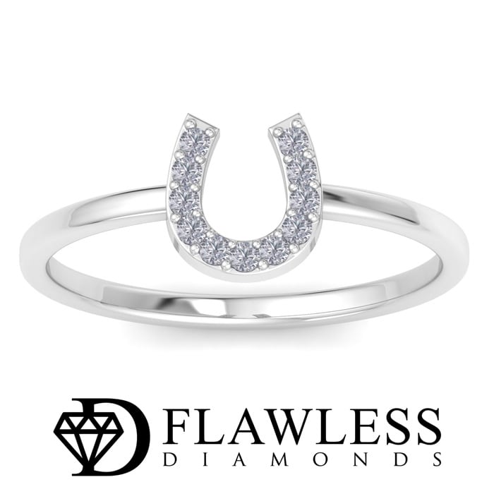 D Flawless Diamonds™ 1/10 Carat Diamond Horseshoe Ring In Sterling Silver