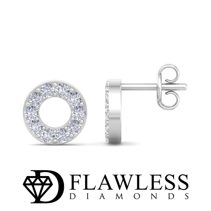 D Flawless Diamonds™ 1/5 Carat Diamond Circle Stud Earrings In Sterling Silver