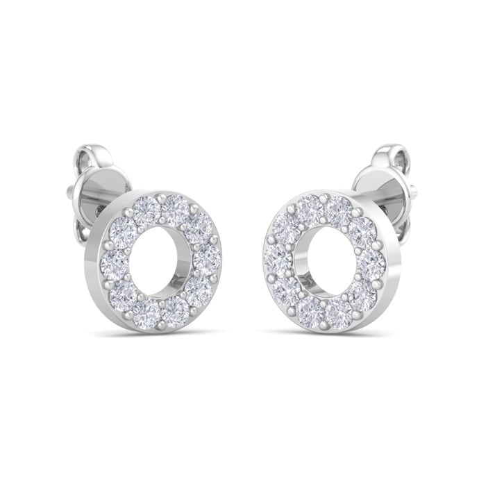 D Flawless Diamonds™ 1/5 Carat Diamond Circle Stud Earrings In Sterling Silver