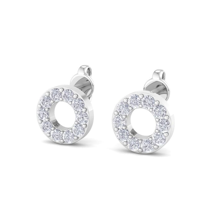 D Flawless Diamonds™ 1/5 Carat Diamond Circle Stud Earrings In Sterling Silver