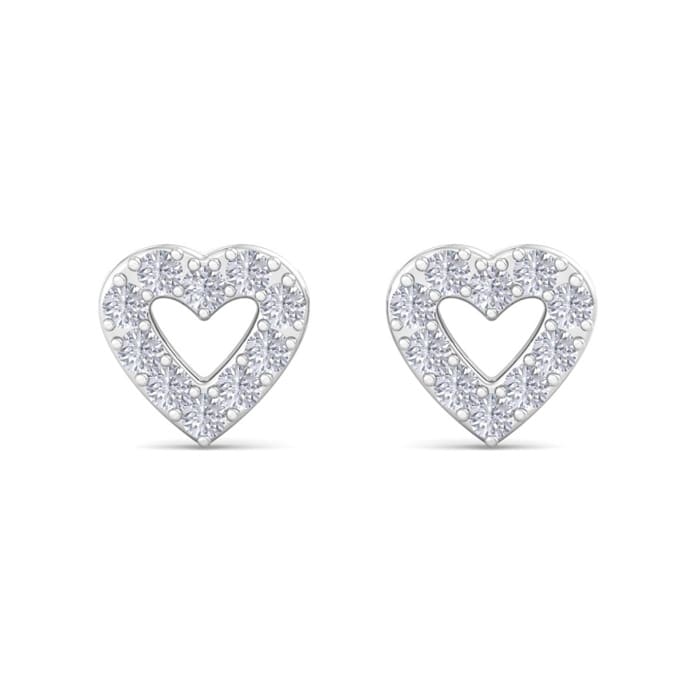 D Flawless Diamonds™ 0.15 Carat Diamond Heart Stud Earrings In Sterling Silver