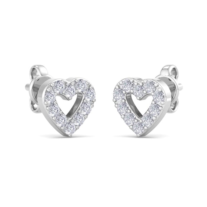 D Flawless Diamonds™ 0.15 Carat Diamond Heart Stud Earrings In Sterling Silver