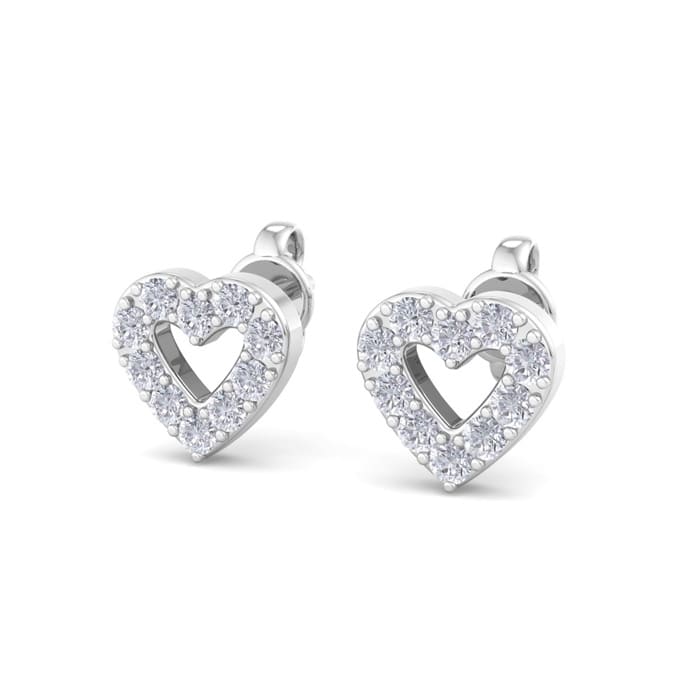 D Flawless Diamonds™ 0.15 Carat Diamond Heart Stud Earrings In Sterling Silver