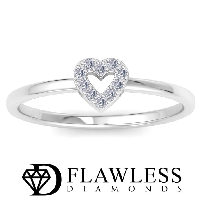 D Flawless Diamonds™ 1/10 Carat Diamond Heart Ring In Sterling Silver