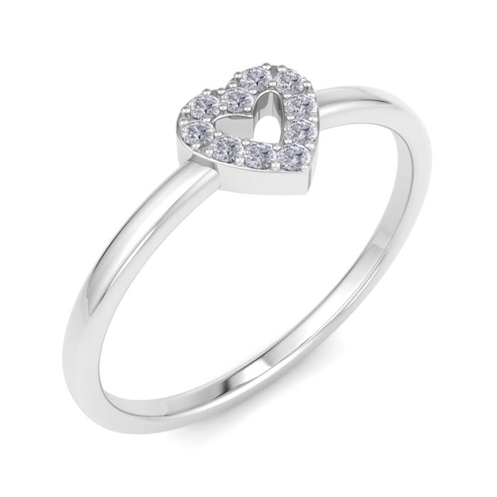 D Flawless Diamonds™ 1/10 Carat Diamond Heart Ring In Sterling Silver