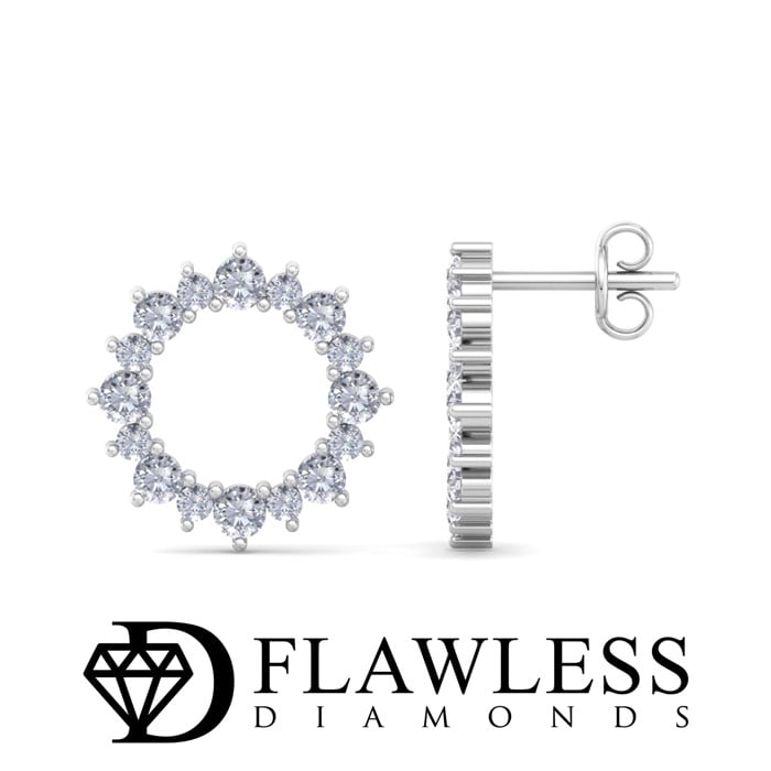 D Flawless Diamonds™ 1/2 Carat Diamond Sun Stud Earrings In Sterling Silver