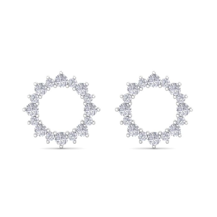 D Flawless Diamonds™ 1/2 Carat Diamond Sun Stud Earrings In Sterling Silver