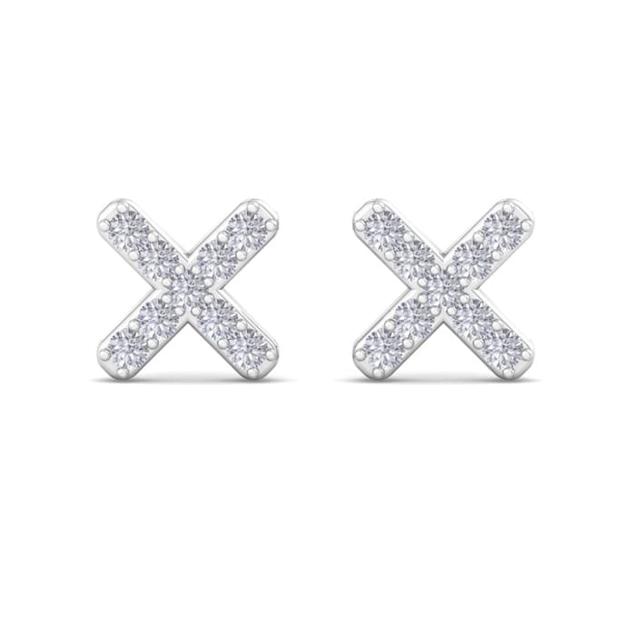 D Flawless Diamonds™ 1/8 Carat Diamond Tiny X Stud Earrings In Sterling Silver