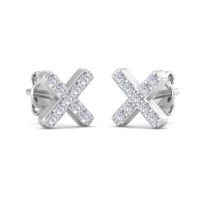 D Flawless Diamonds™ 1/8 Carat Diamond Tiny X Stud Earrings In Sterling Silver