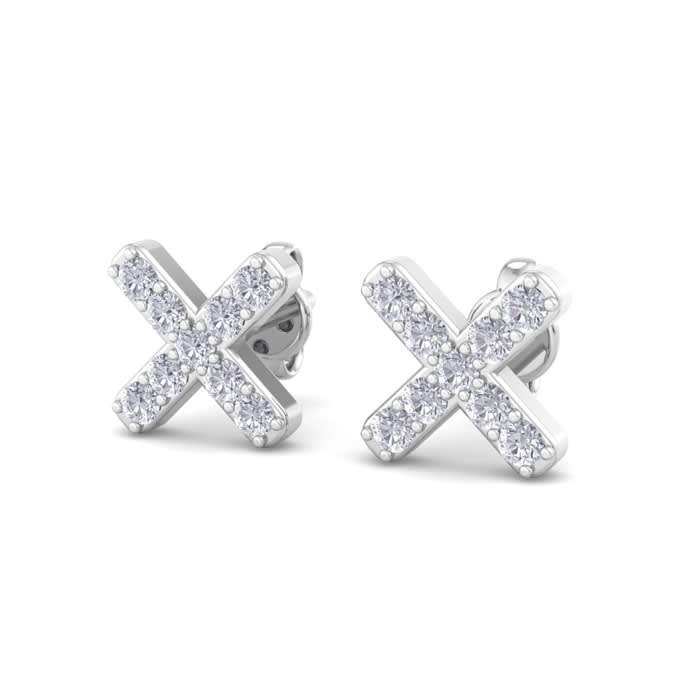 D Flawless Diamonds™ 1/8 Carat Diamond Tiny X Stud Earrings In Sterling Silver