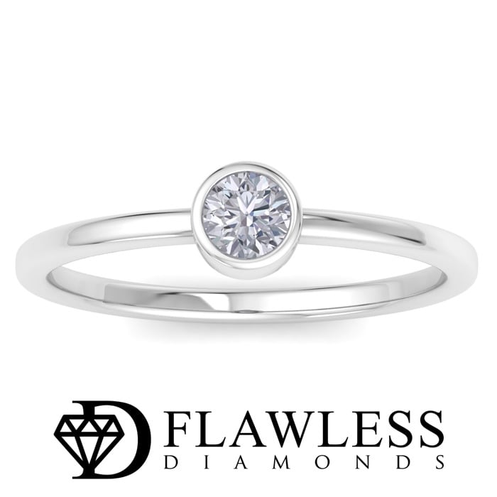 D Flawless Diamonds™ 0.17 Carat Diamond Bezel Set Solitaire Ring In Sterling Silver