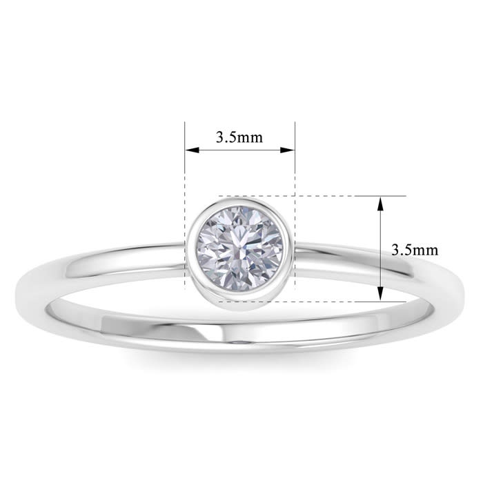D Flawless Diamonds™ 0.17 Carat Diamond Bezel Set Solitaire Ring In Sterling Silver
