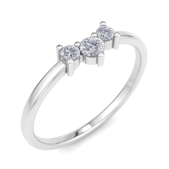 D Flawless Diamonds™ 0.16 Carat Diamond Three Stone Ring In Sterling Silver