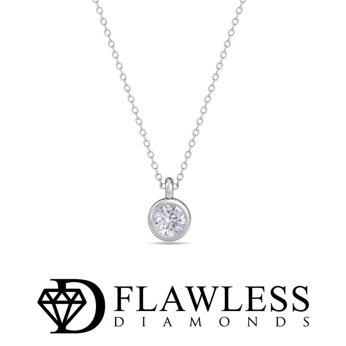 D Flawless Diamonds™ 0.06 Carat Diamond Bezel Solitaire Necklace In Sterling Silver, 18 Inches