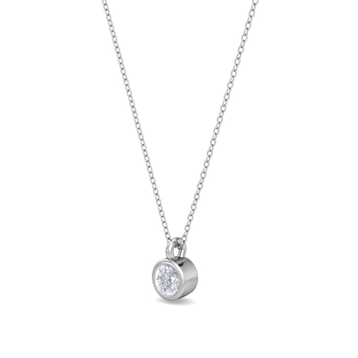 D Flawless Diamonds™ 0.06 Carat Diamond Bezel Solitaire Necklace In Sterling Silver, 18 Inches