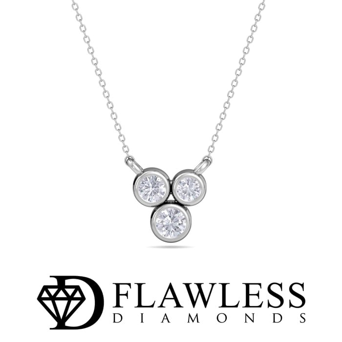 D Flawless Diamonds™ 0.09 Carat Bezel Set Three Stone Necklace In Sterling Silver, 18 Inches
