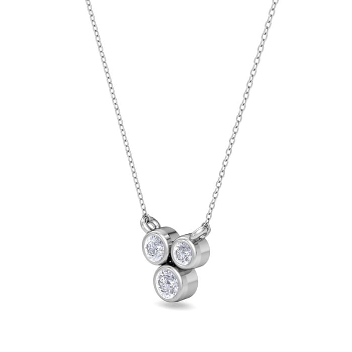 D Flawless Diamonds™ 0.09 Carat Bezel Set Three Stone Necklace In Sterling Silver, 18 Inches