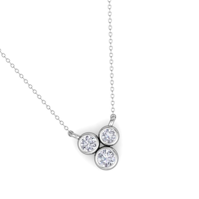 D Flawless Diamonds™ 0.09 Carat Bezel Set Three Stone Necklace In Sterling Silver, 18 Inches