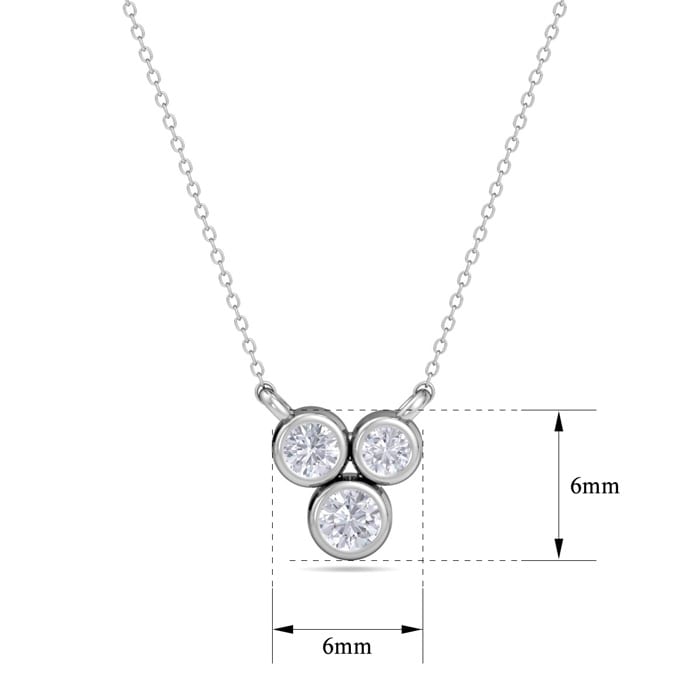 D Flawless Diamonds™ 0.09 Carat Bezel Set Three Stone Necklace In Sterling Silver, 18 Inches