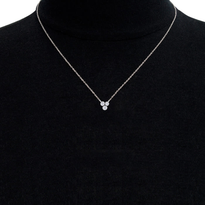 D Flawless Diamonds™ 0.09 Carat Bezel Set Three Stone Necklace In Sterling Silver, 18 Inches