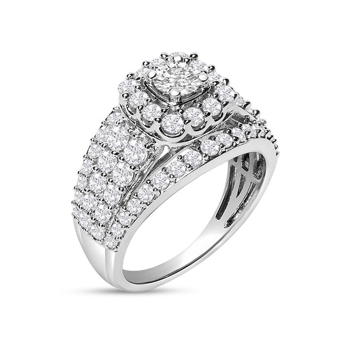 Estate Jewelry 2 Carat Diamond Engagement Ring In 14 Karat White Gold, Size 7